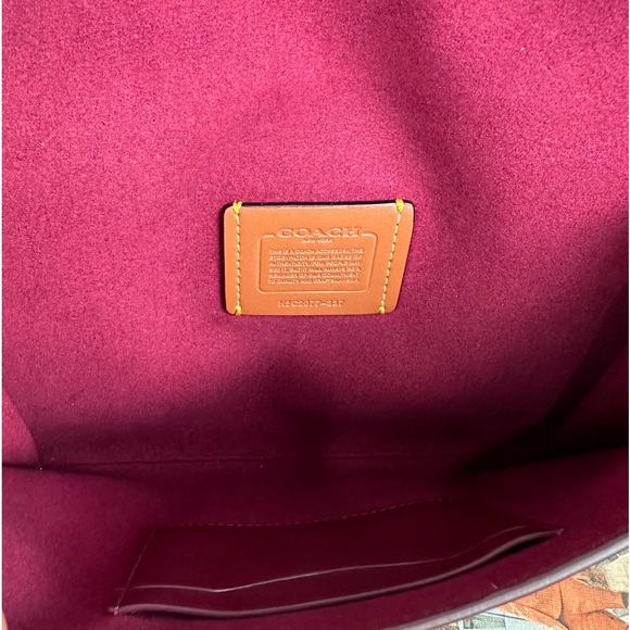 Coach Courier Wristlet In Colorblock Leather Brass/Red Apple Multi - Picture 8 of 9